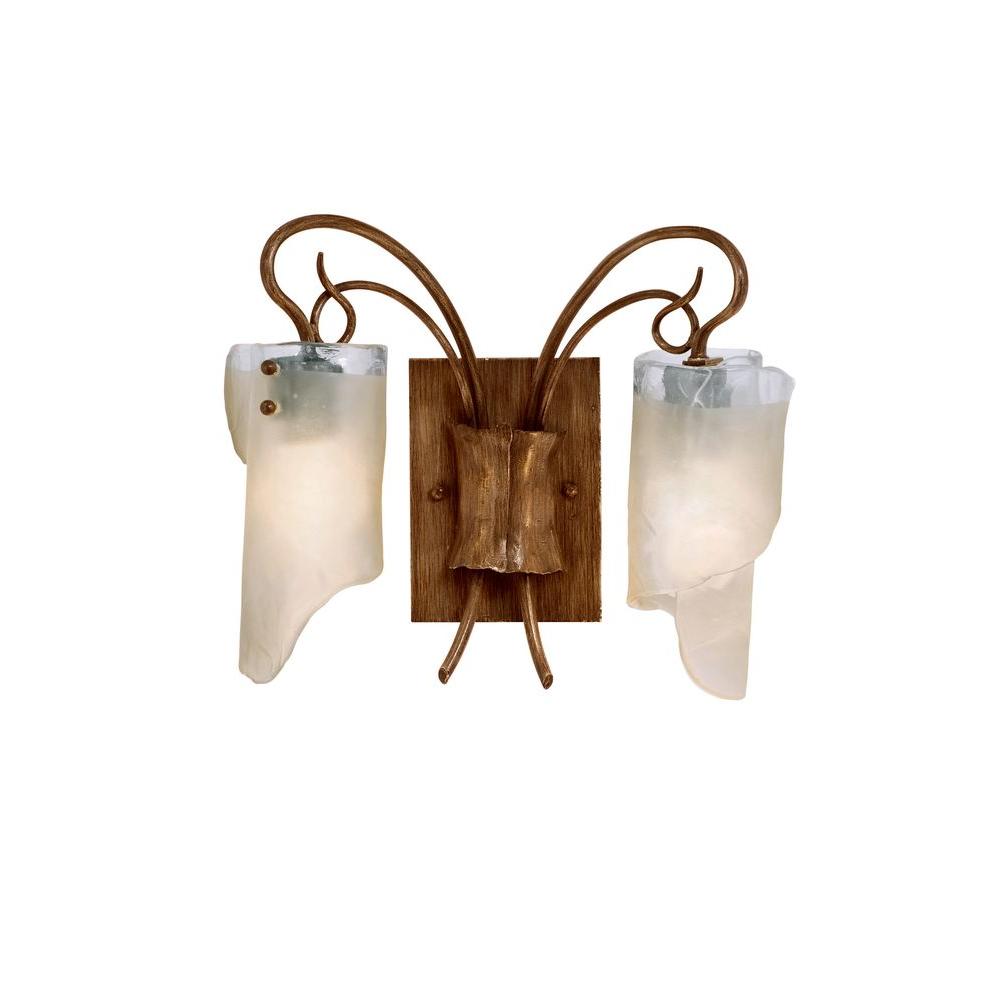 Varaluz Soho 2Light Hammered Ore Bath Vanity Light with Brown Tint Ice