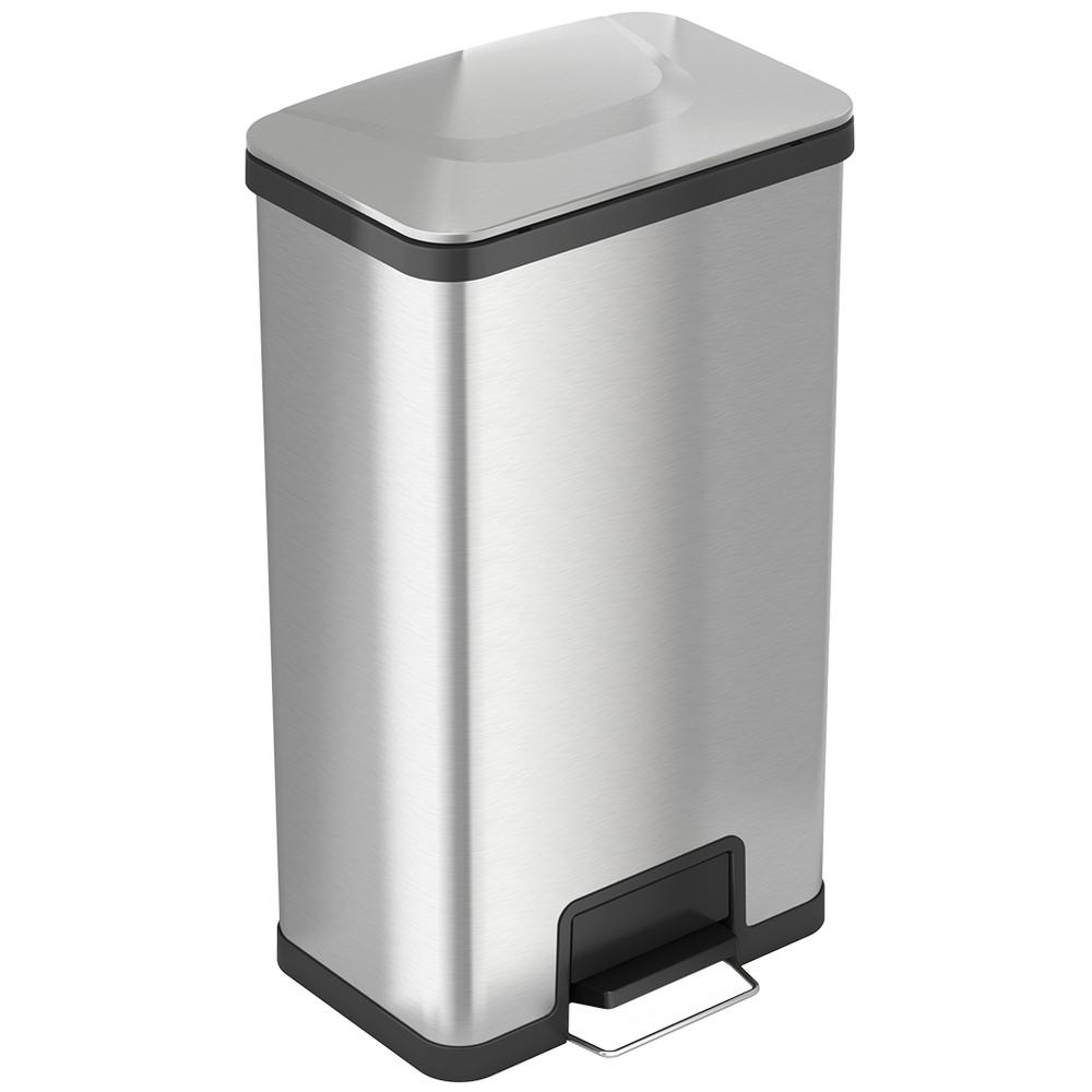 Itouchless Airstep 18 Gal Step On Kitchen Stainless Steel Trash Can With Odor Control System Silent And Gentle Lid Close Pc18sn The Home Depot