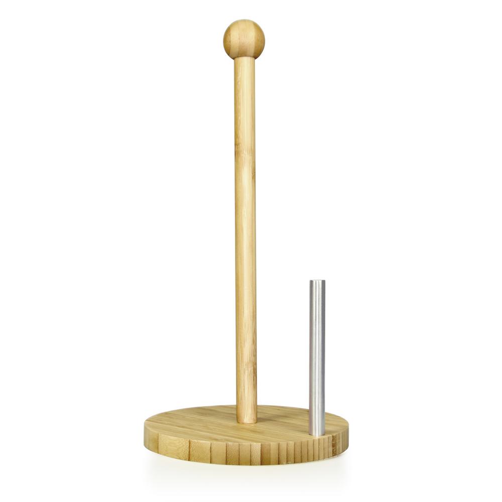 Home Basics Bamboo and Stainless Steel Paper Towel HolderPH01040 The