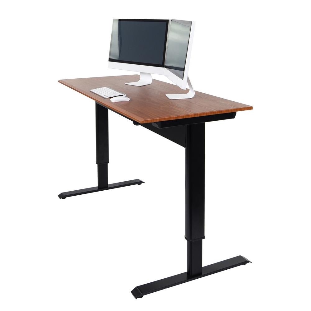 Luxor Pneumatic Adjustable 48 In H Standing Desk With A Teak