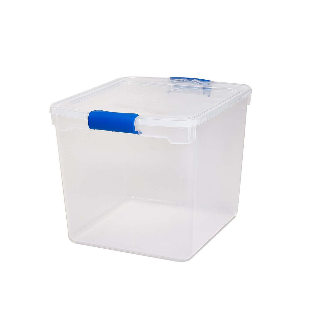 15.5 qt latching clear storage box set homz quart plastic container 4-pack