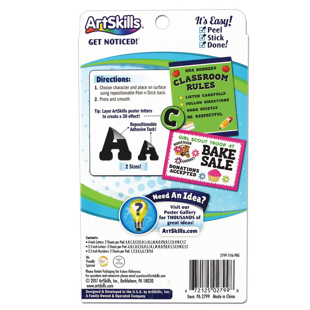 4 in. and 2 in. Black Adhesive Alphabet Letter and Number Stickers for Crafts, School Projects and Signs (150-Pieces)