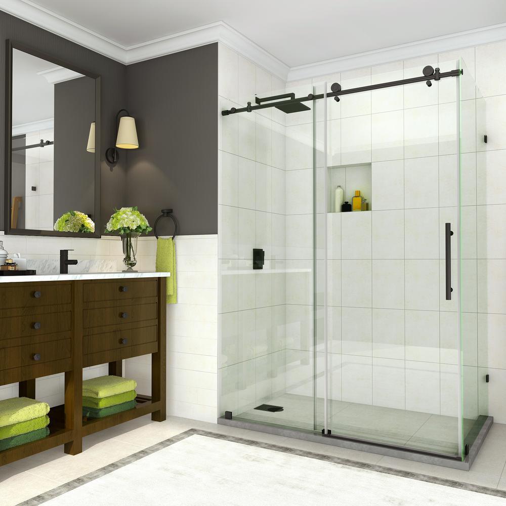 Aston Coraline 56 in. to 60 in. x 33.875 in. x 76 in. Frameless Sliding