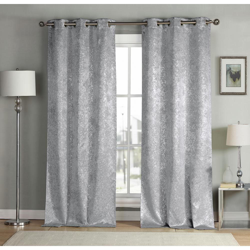 Kensie Maddie 38 In W X 96 In L Polyester Window Panel In Silver