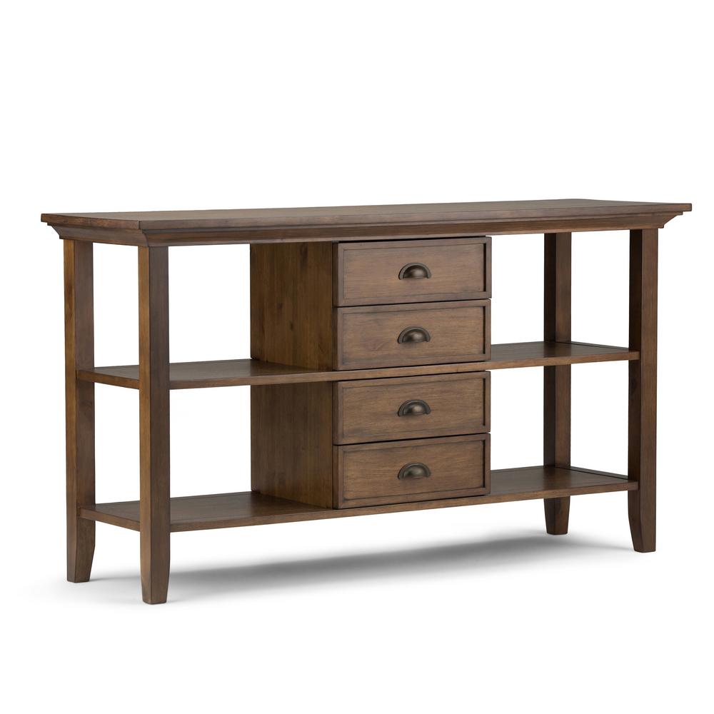 Simpli Home Redmond Rustic Natural Aged Brown Storage Console Table