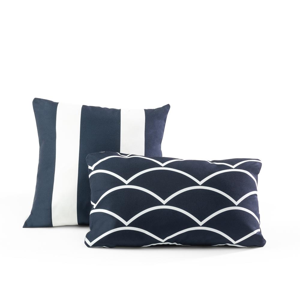 Zinus Tecoria Navy Mixed Pattern square Outdoor Pillow ...