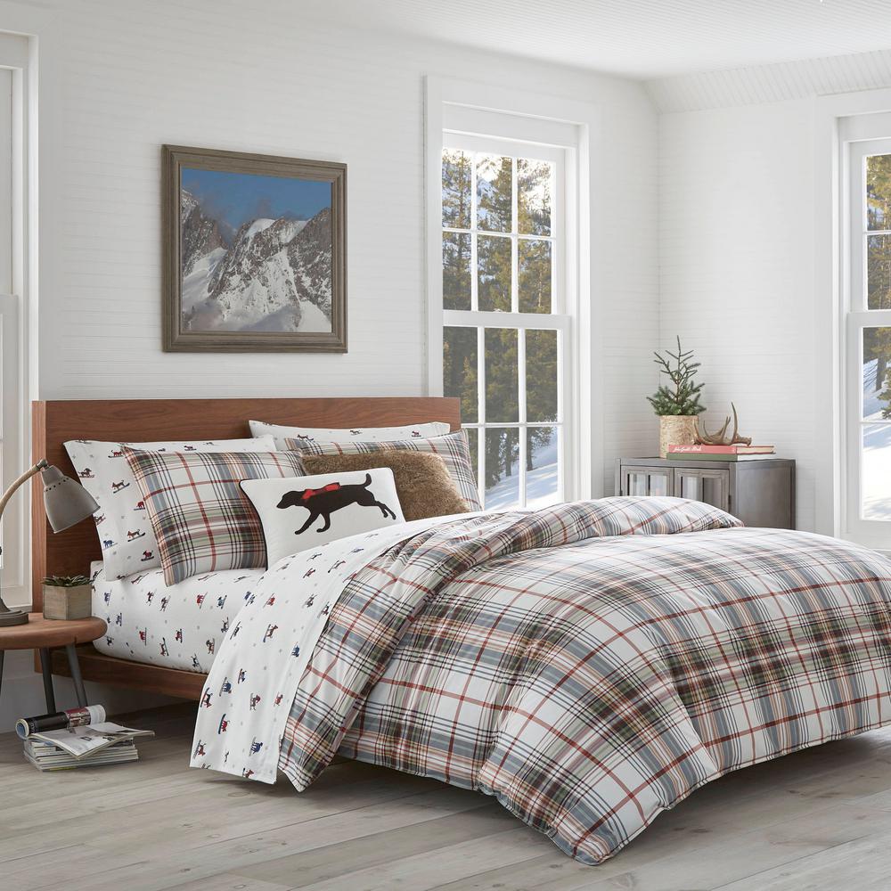 Eddie Bauer Classic 3Piece Red Plaid Full/Queen Duvet Cover Set