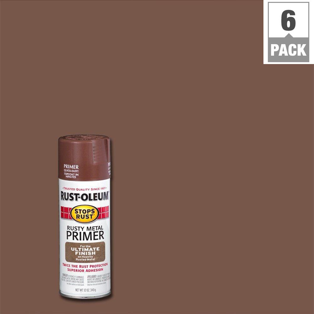 Rust-Oleum Stops Rust 12 oz. Rusty Metal Flat Primer Spray (6-Pack ...