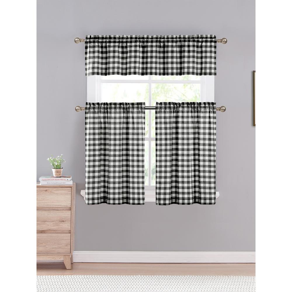 Duck River Kingston 15 In W X 58 In L 3 Piece Kitchen Curtain In Tiers Kingston 4147d 12 The Home Depot