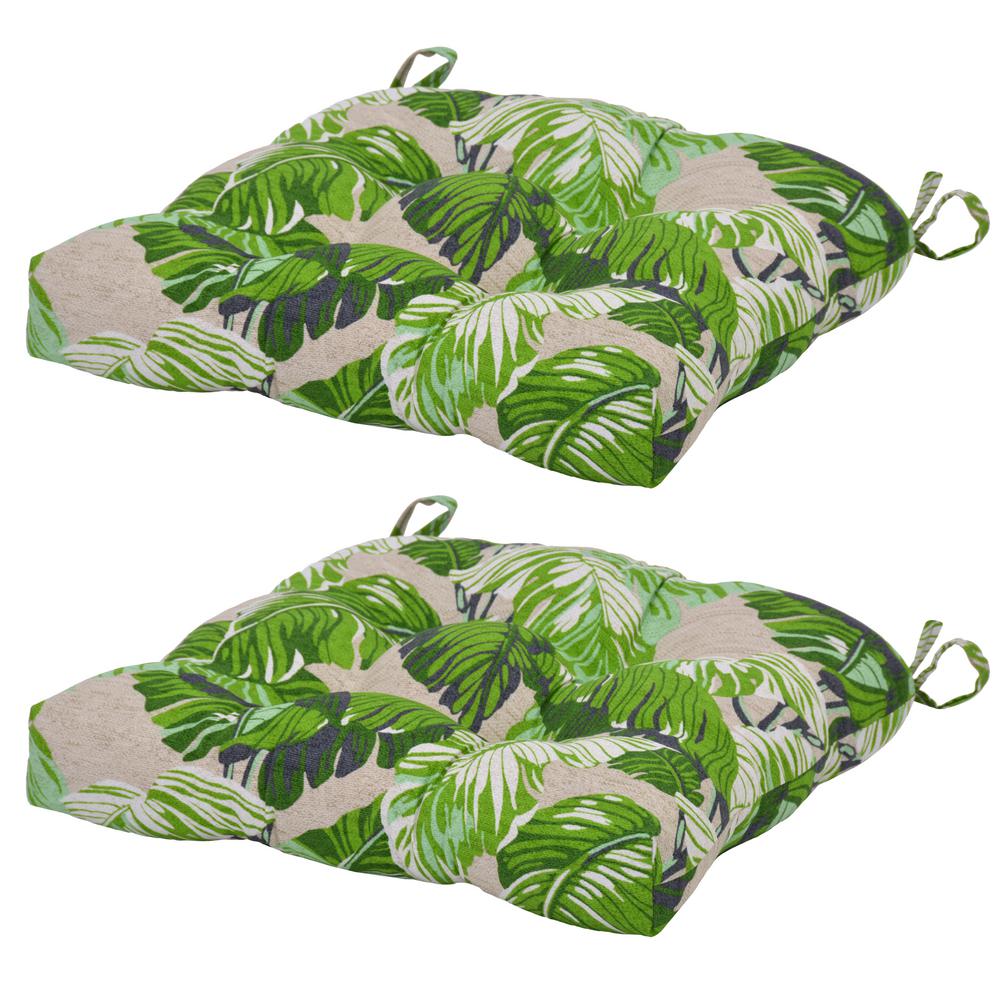 Fern Tropical Green Outdoor Chair Cushions Fern Tropical Outdoor Seat Cushion 2 Pack