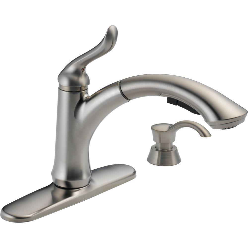 Delta Linden Single Handle Pull Out Sprayer Kitchen Faucet With