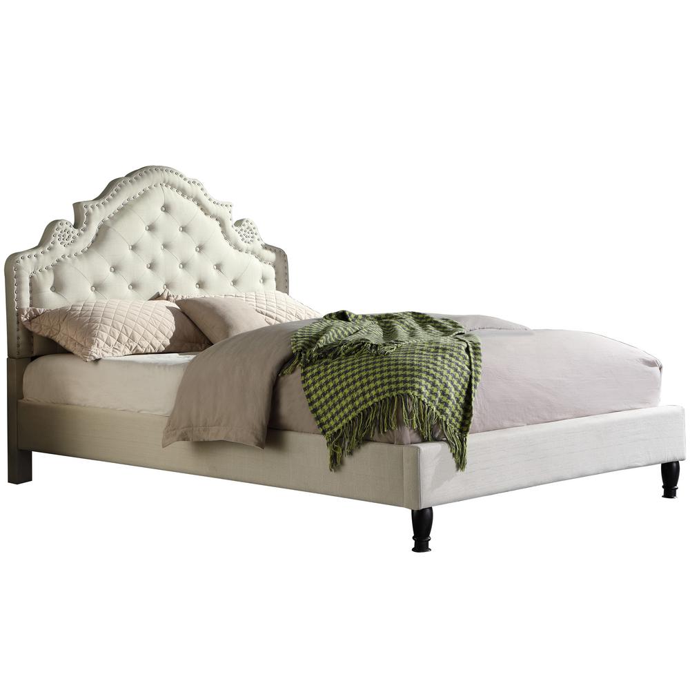 Best Master Furniture Kylie Modern Beige California King Tufted Bed With Nailhead Trim Yy133bck The Home Depot