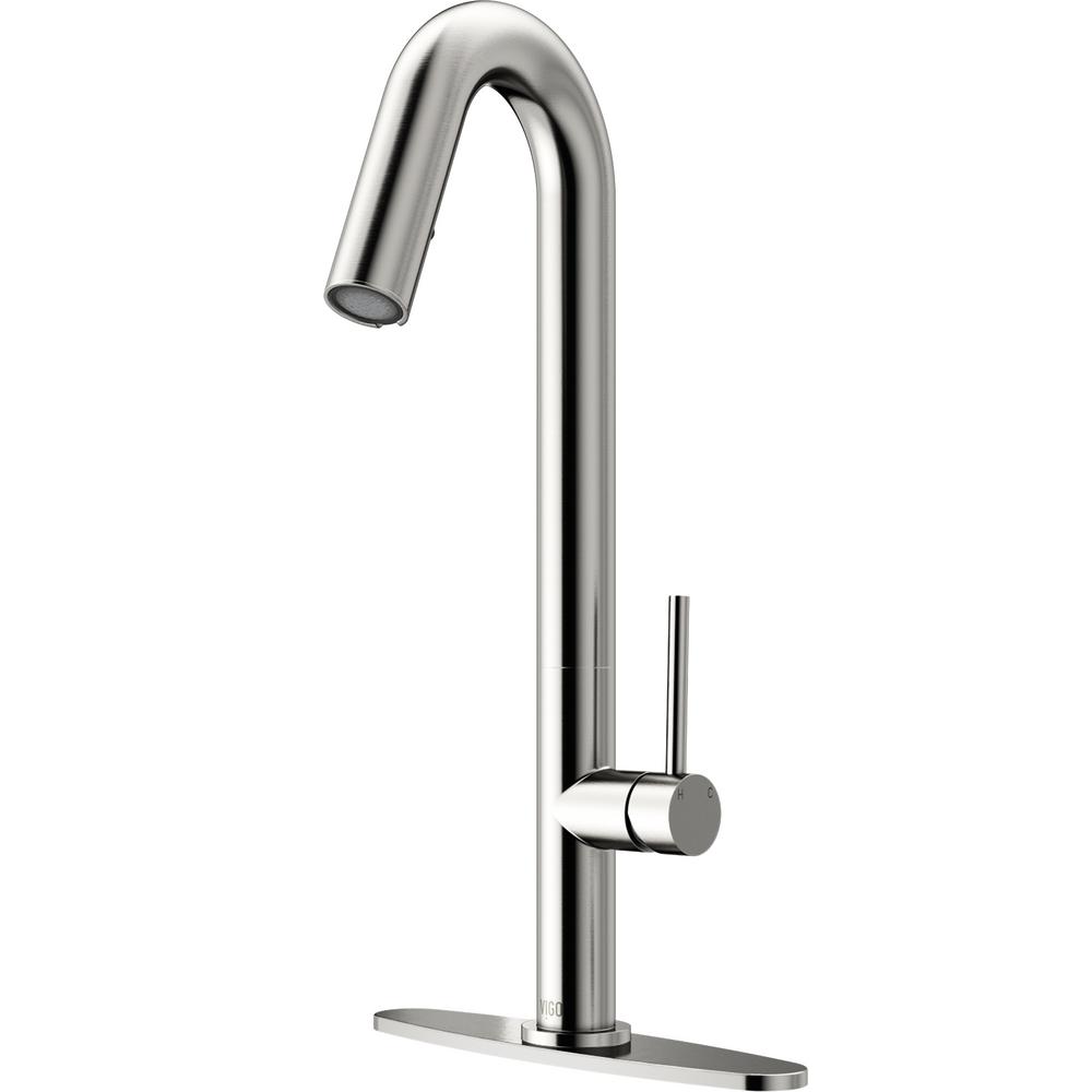 Vigo Oakhurst Led Pull Down Kitchen Faucet With Deck Plate In