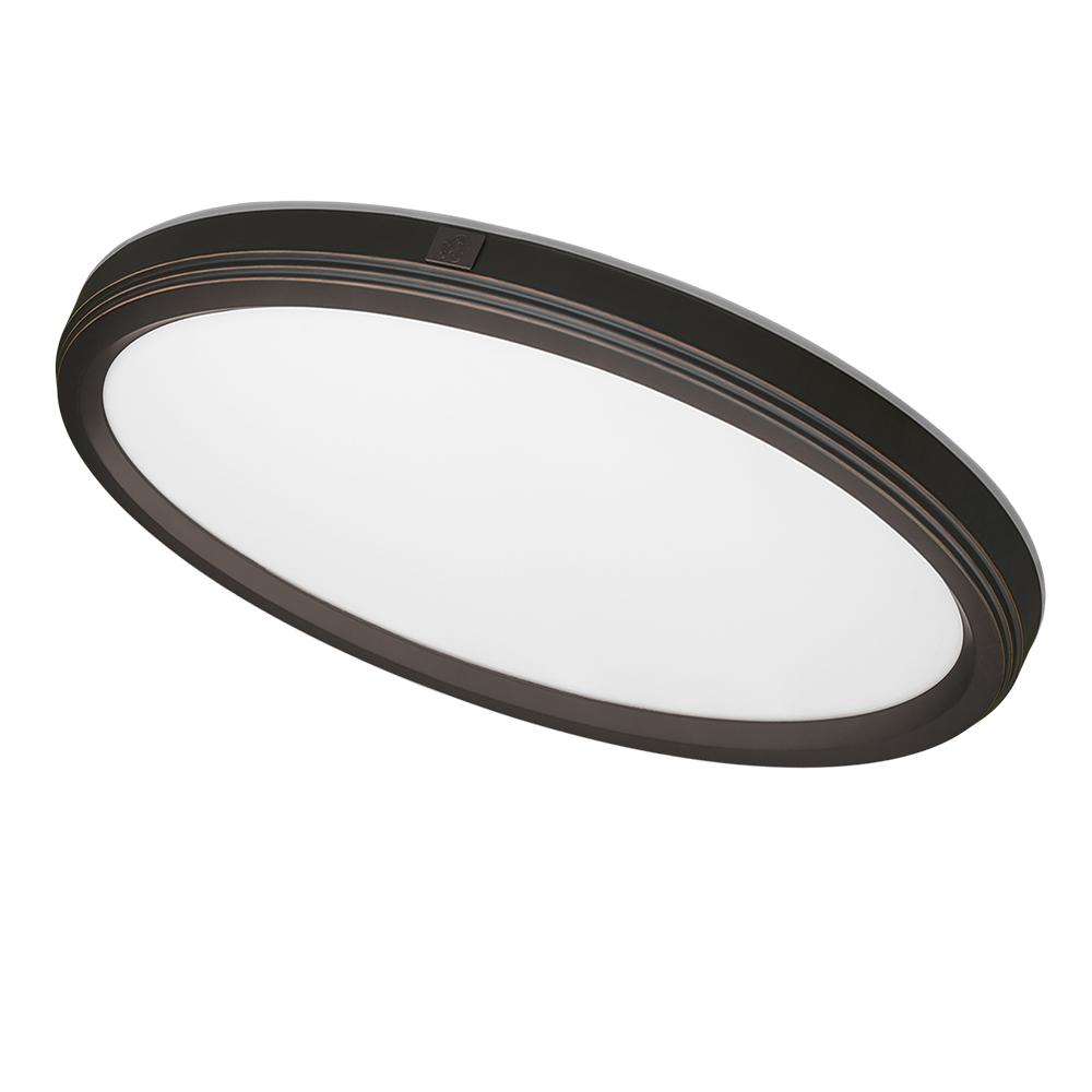 Commercial Electric 32 in. Low Profile Oval Oil Rubbed Bronze Color Selectable LED Flush Mount Ceiling Light w/ Night Light Feature