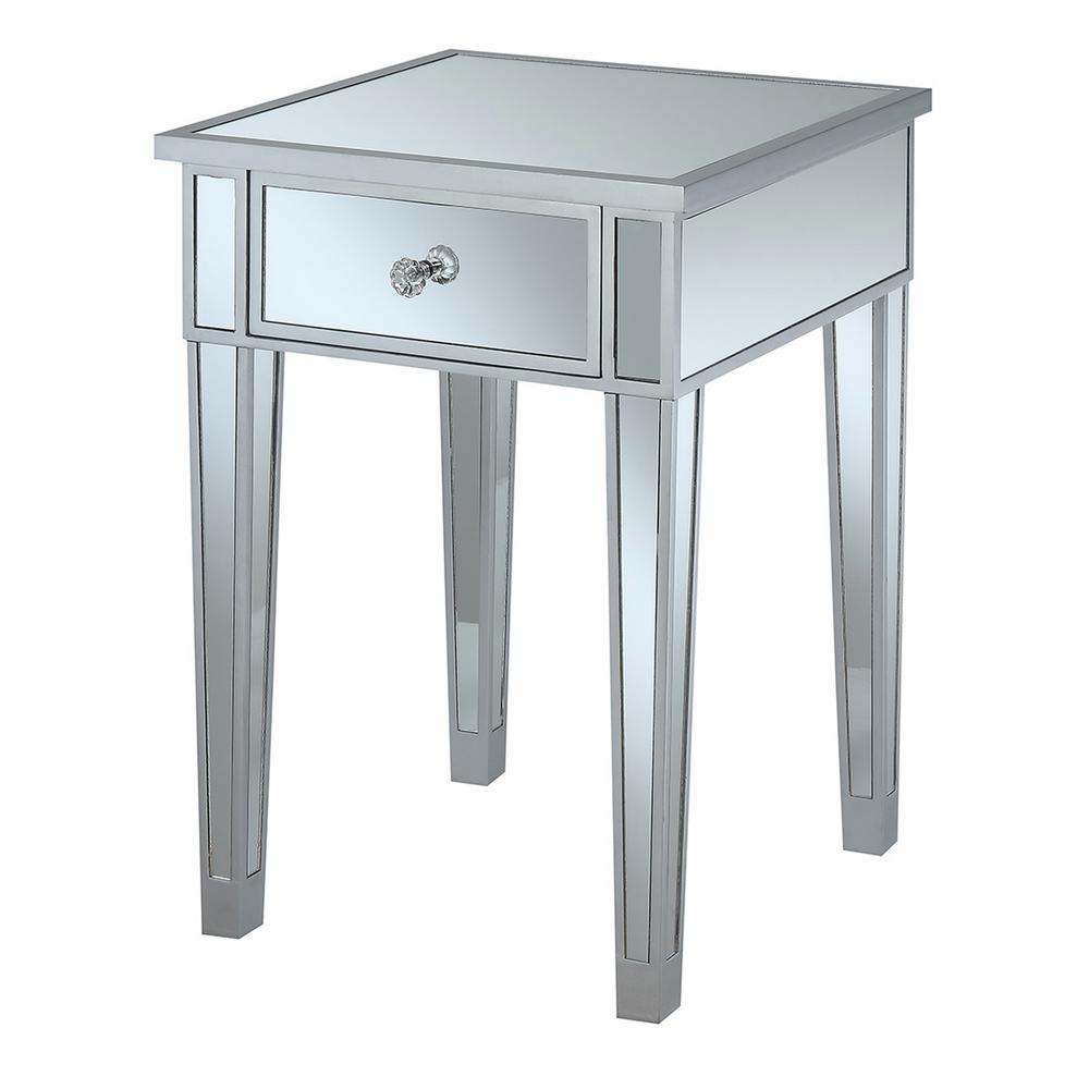 Silver Mirrored End Table U12 167, Narrow Mirrored End Table