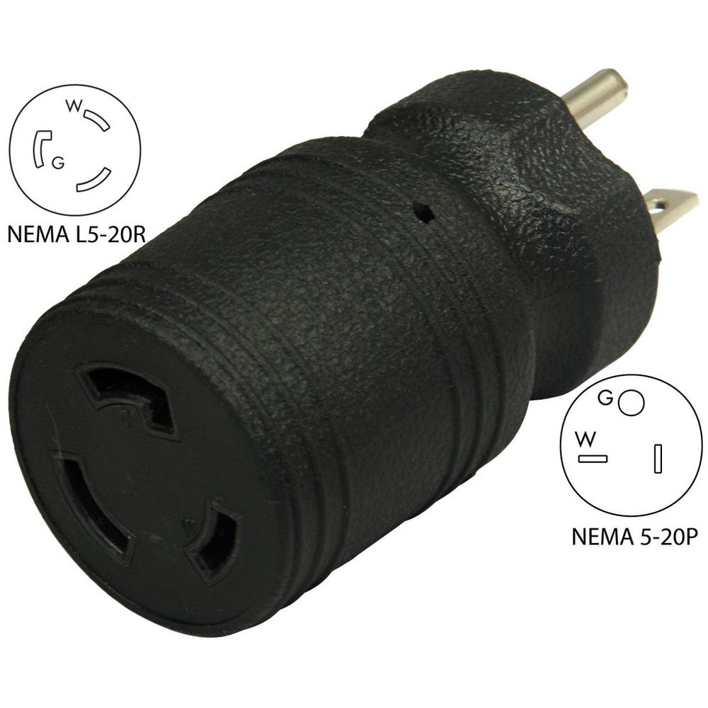 Conntek Locking Adapter 20 Amp 520P Straight Blade Plug To 20 Amp L5
