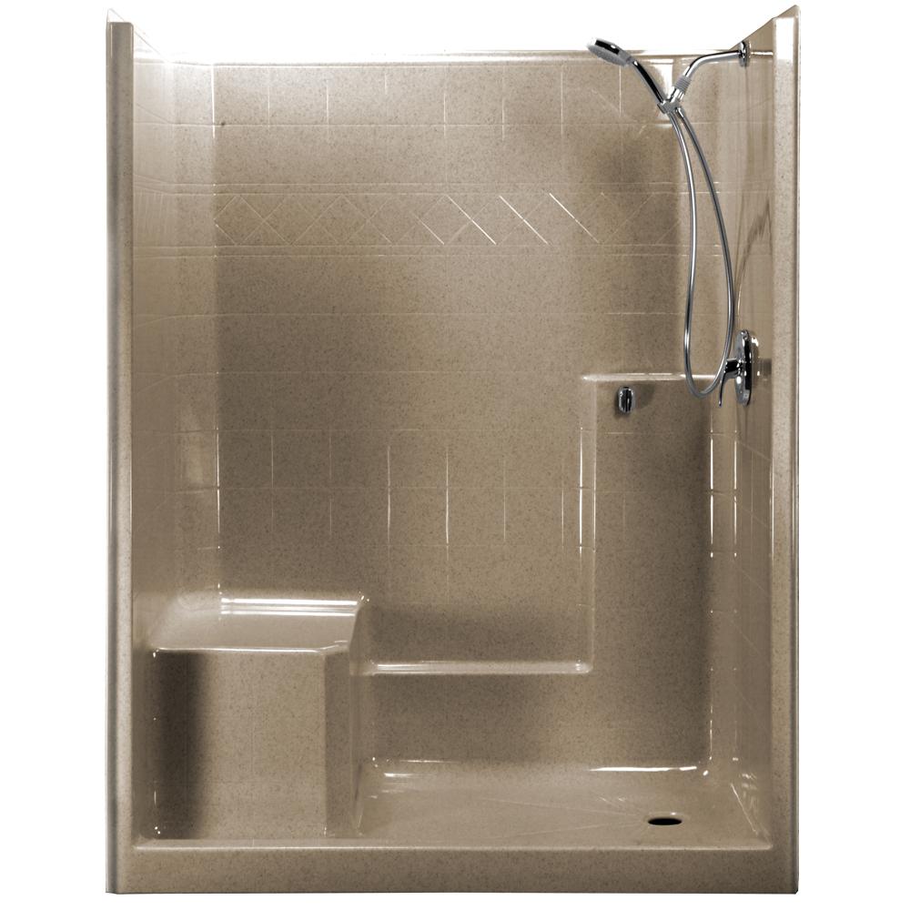 Ella 60 in. x 33 in. x 77 in. 1Piece Low Threshold Shower Stall in Cotton Seed Shower Kit, Left 