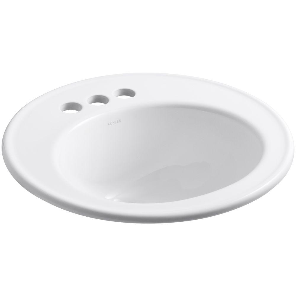 Kohler Brookline Top Mount Vitreous China Bathroom Sink In White With Overflow Drain