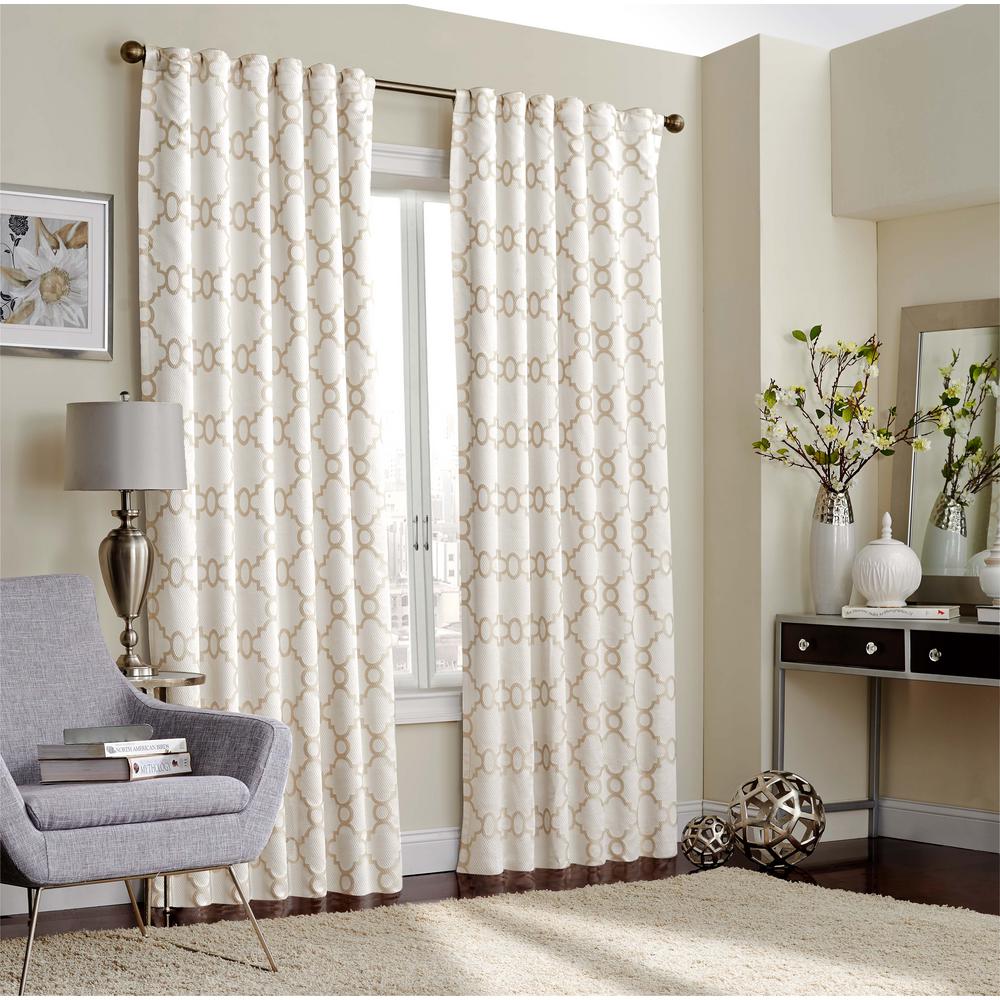 Eclipse Correll 108 In L Polyester Rod Pocket Curtain Ivory 1 L Polyester Rod Pocket Curtain In Ivory 1 Pack