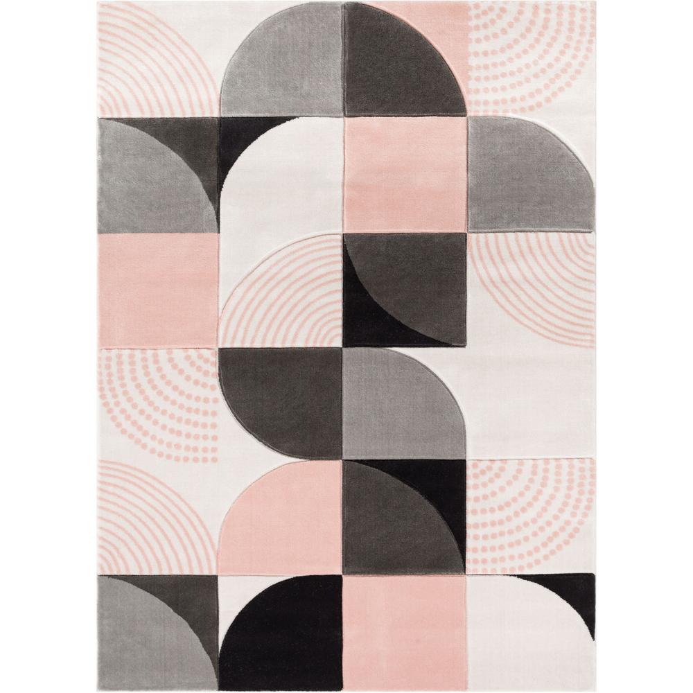 Well Woven Good Vibes Margot Blush Pink Modern Geometric Chevron 7 ft