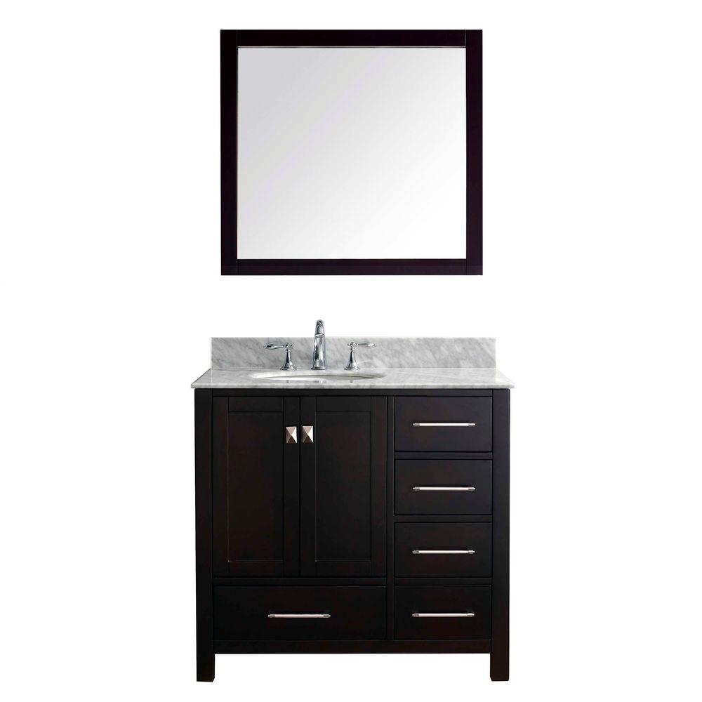 Glass vanities with tops bathroom vanities the home depot Black and white bathroom vanity