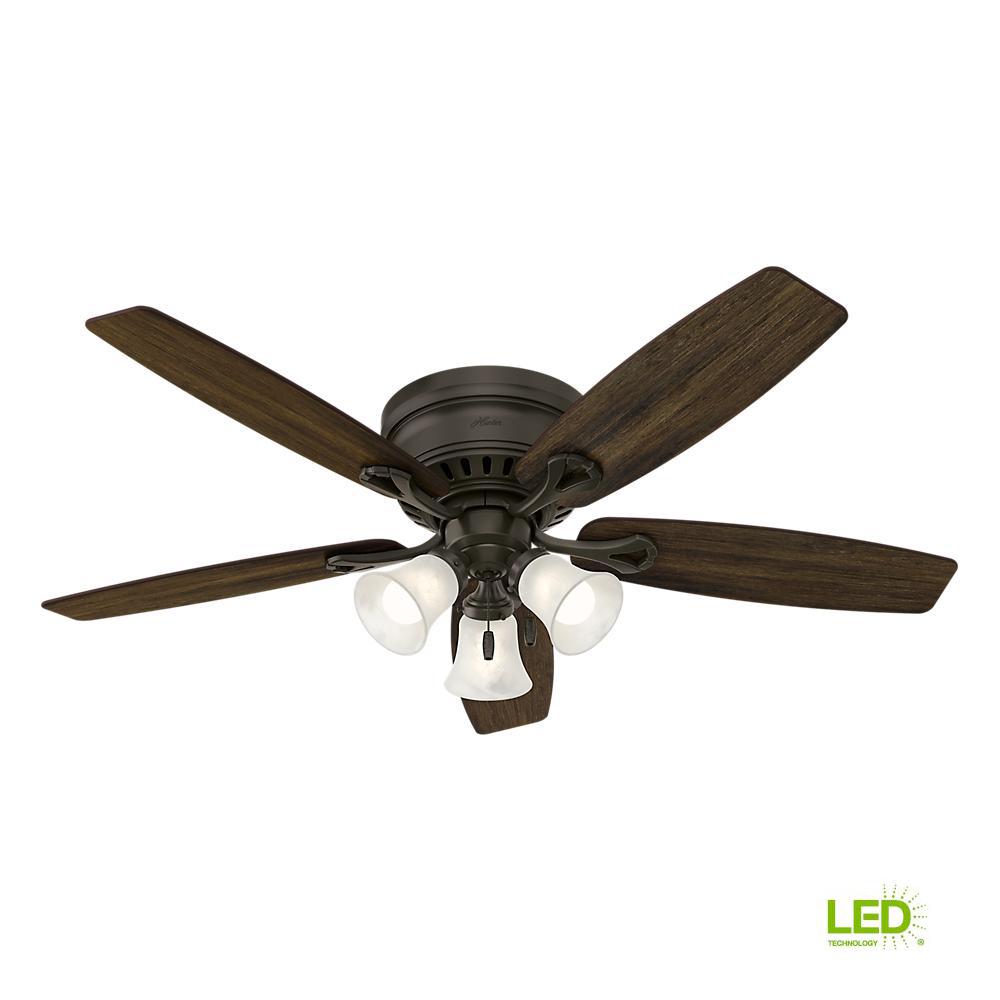 hampton bay hawkins 44 in brushed nickel ceiling fan yg204 bn dled indoor low profile new bronze ceiling fan with light kit