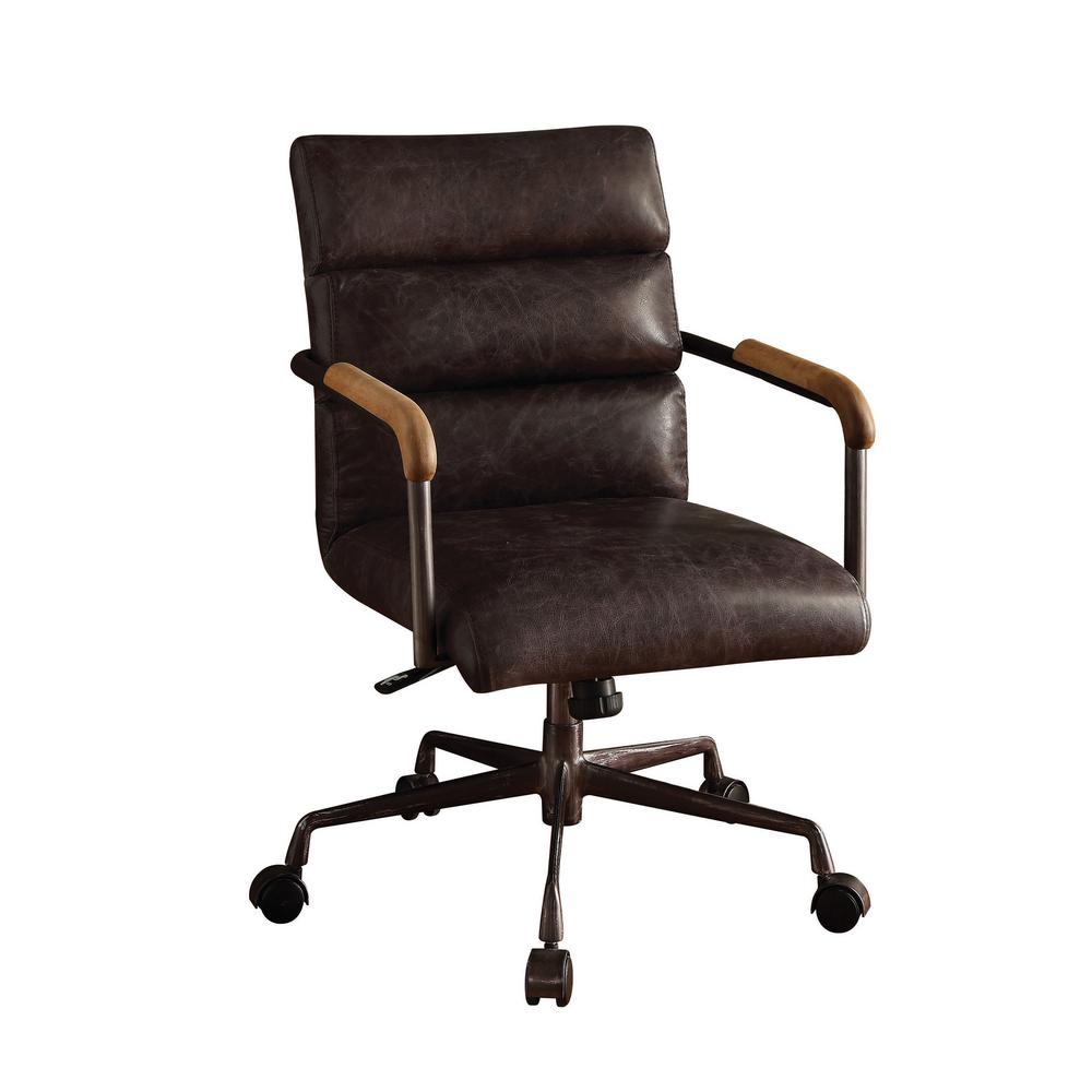 Hedia Vintage Whiskey Top Grain Leather Office Chair 92416 The Home Depot