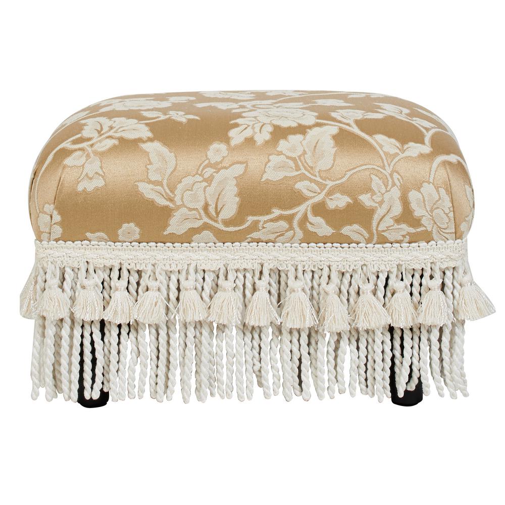 Traditional Taupe Footstool, 15 inches wide x 12 inches deep x 10.5 inches tall, with leg heights of about 6 inches