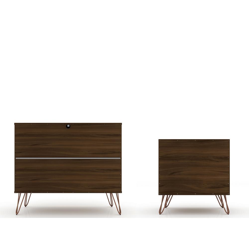 Luxor Intrepid 5 Drawer Brown Mid Century Modern Dresser And Nightstand Set Of 2 104hd6 The Home Depot