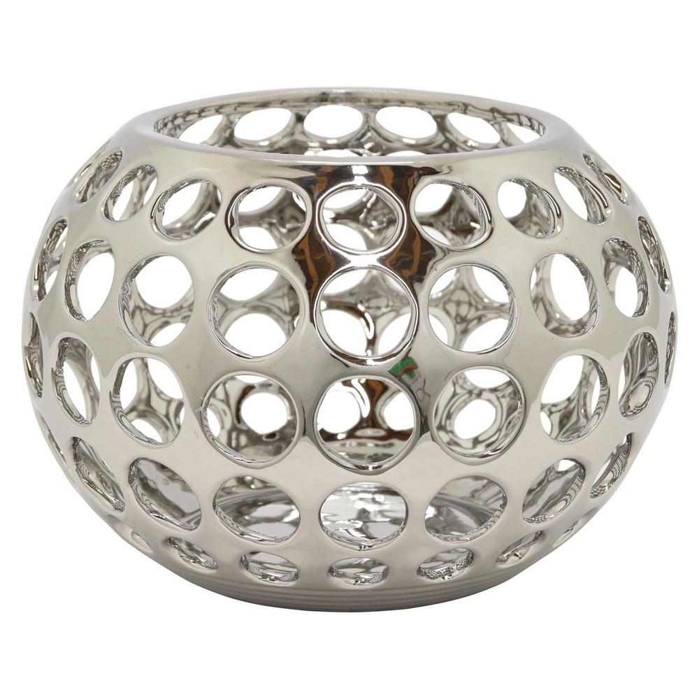 Three Hands 10 5 In X 10 5 In Decorative Pierced Silver Ceramic