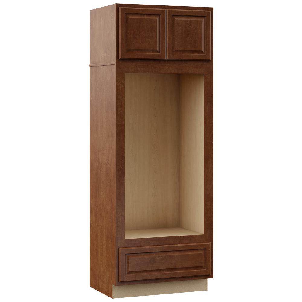 Hampton Bay Hampton Assembled 33x90x24 In Double Oven Kitchen Cabinet In Cognac Kdv3390 Cog The Home Depot