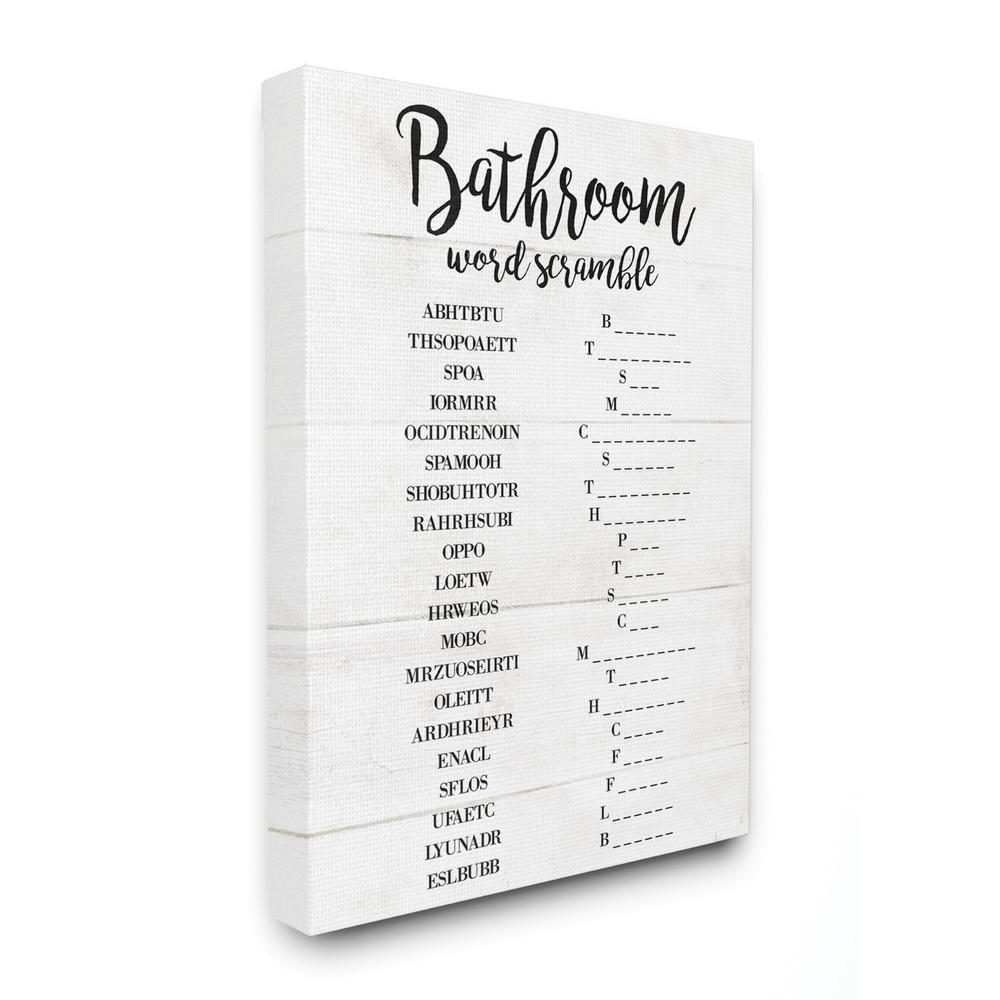 Stupell Industries Bathroom Word Scramble White And Black Word Design By Daphne Polselli Canvas Home Wall Art 20 In X 16 In Wrp 1412 Cn 16x20 The Home Depot