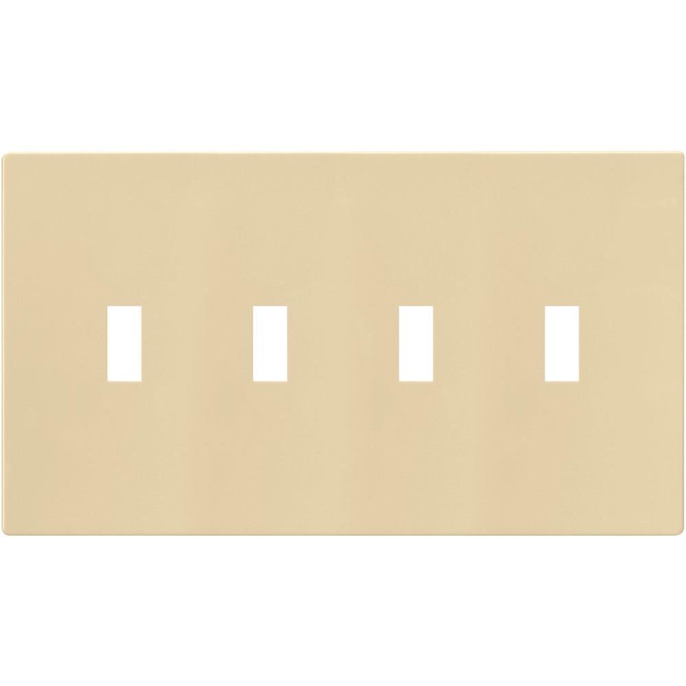 Eaton 4Gang Screwless Toggle Switch MidSize Wall Plate, IvoryPJS4V