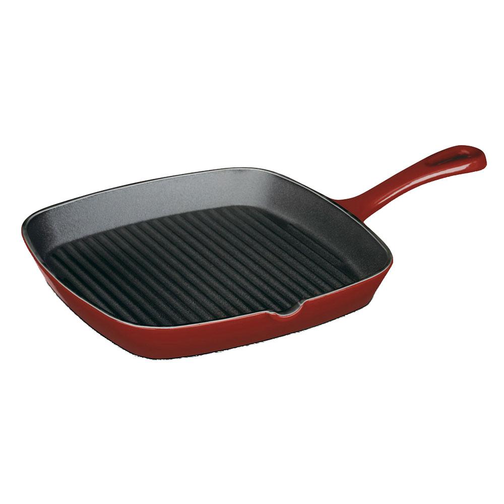 UPC 086279022943 product image for Enameled 9-1/4 in. Cast Iron Square Grill Pan in Cardinal Red | upcitemdb.com