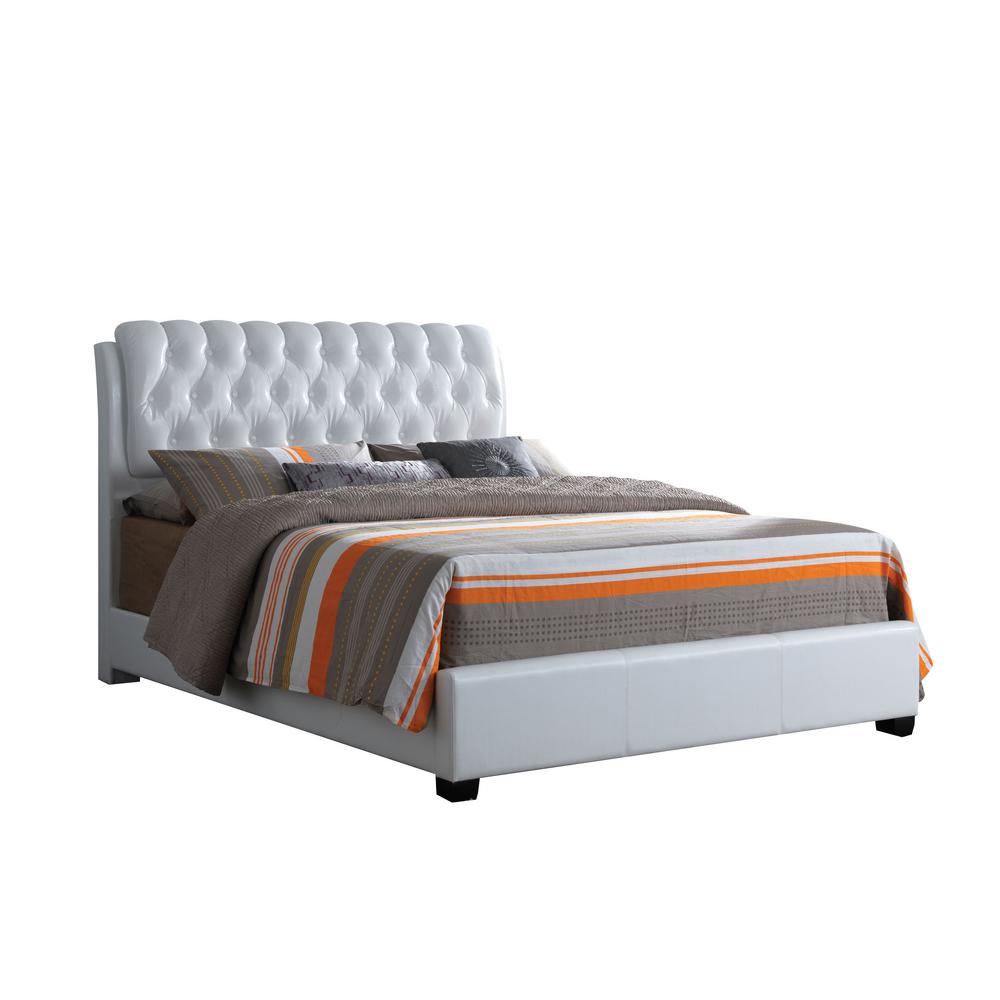 Acme Furniture Ireland White Eastern King Upholstered Bed 25347ek Acme Furniture Ireland White Eastern King Upholstered Bed