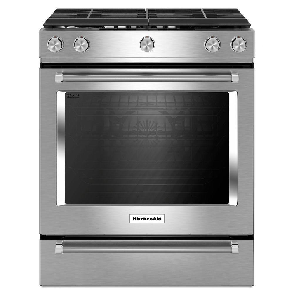 KitchenAid 30 inch 5.8 cu. ft. Slide-In Gas Range with Self-Cleaning Convection... by KitchenAid