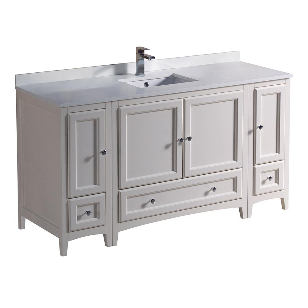 Fresca Oxford 60 In Bath Vanity Antique White With Quartz Fresca Oxford 60 In Bath Vanity