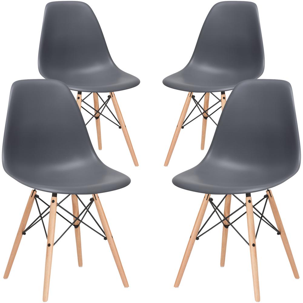 Poly And Bark Vortex Grey Side Chair With Natural Legs Set Of 4 Vortex Grey Side Chair With Natural Legs Set Of 4