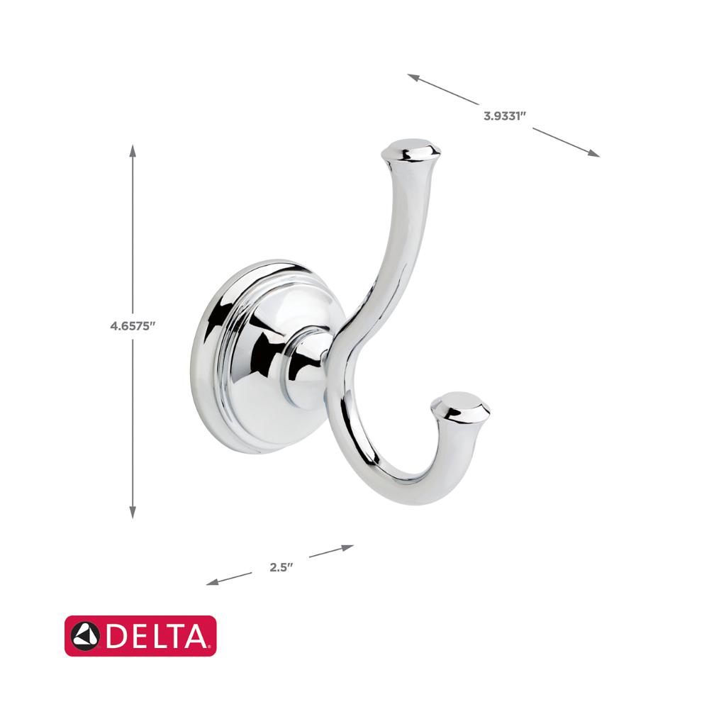 Polished Chrome Delta Faucet 79735 Cassidy Double Robe Hook