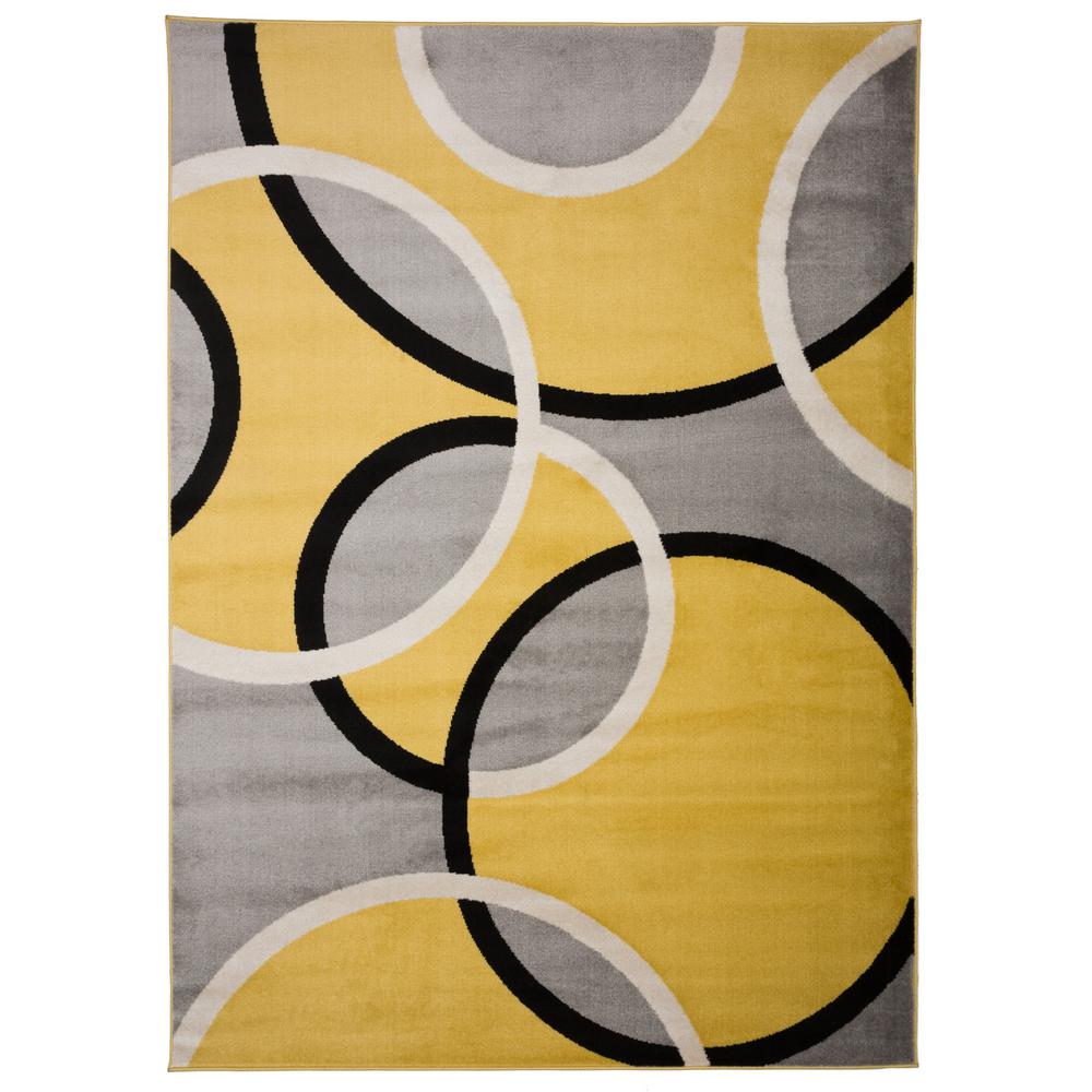 Contemporary Abstract Circles Area Rug 3'3" x 5' Yellow