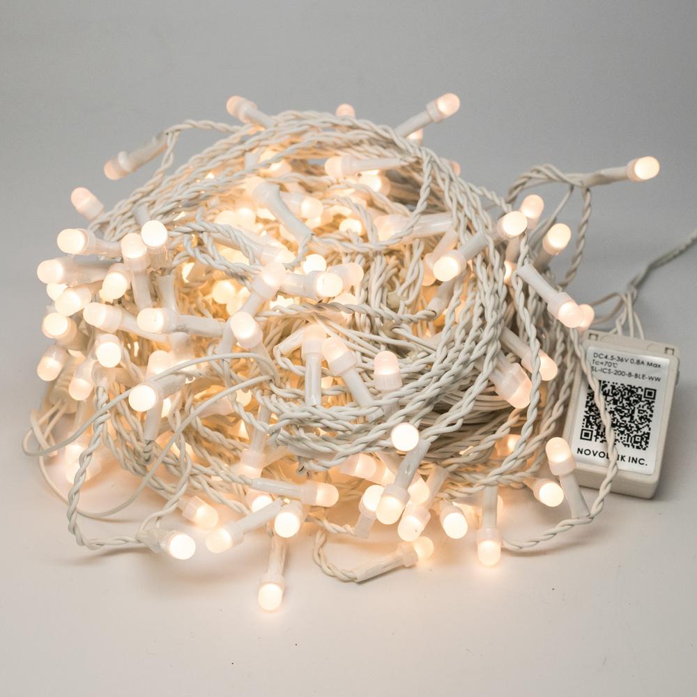 Warm White String Lights The Home Depot 200 Light 8 Mm Mini Globe Warm White Led Icicle String Lights With Wireless Smart Control