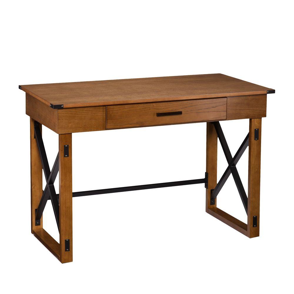 Southern Enterprises Zelma Distressed Glazed Pine With Black Desk Southern Enterprises Zelma Distressed Glazed Pine With Black Desk
