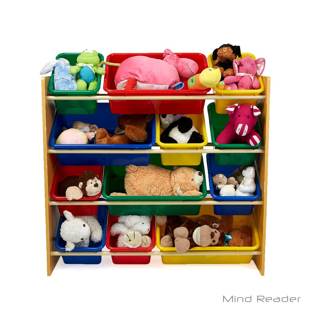 Mind Reader 4 Tier Toy Storage Organizer With 12 Plastic Bins