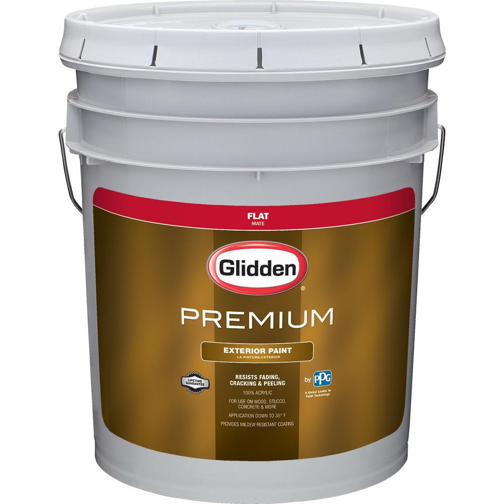 Glidden Premium 5 Gal Flat Latex Exterior Paint GL6111 05 The Home Depot