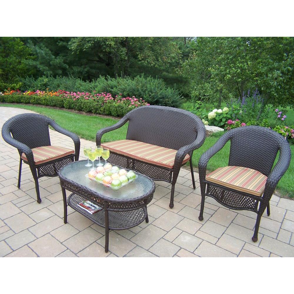 Oakland Living Elite Resin Wicker 4Piece Patio Seating Set with