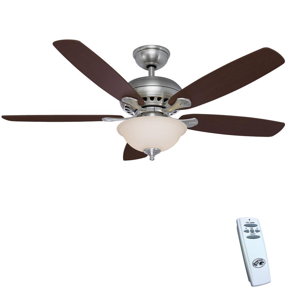 Ceiling Fan Light Kit Remote Control Cherry 5 Blades Brushed