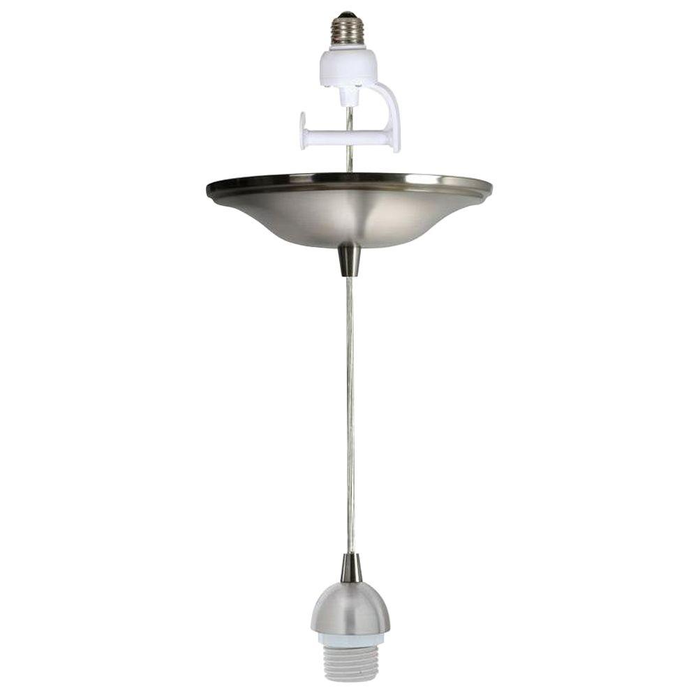 Worth Home S Instant Pendant 1 Light Recessed Converter Brushed Nickel Adapter Only Pan 1200h The Depot - Instant Pendant Light Socket Adapter