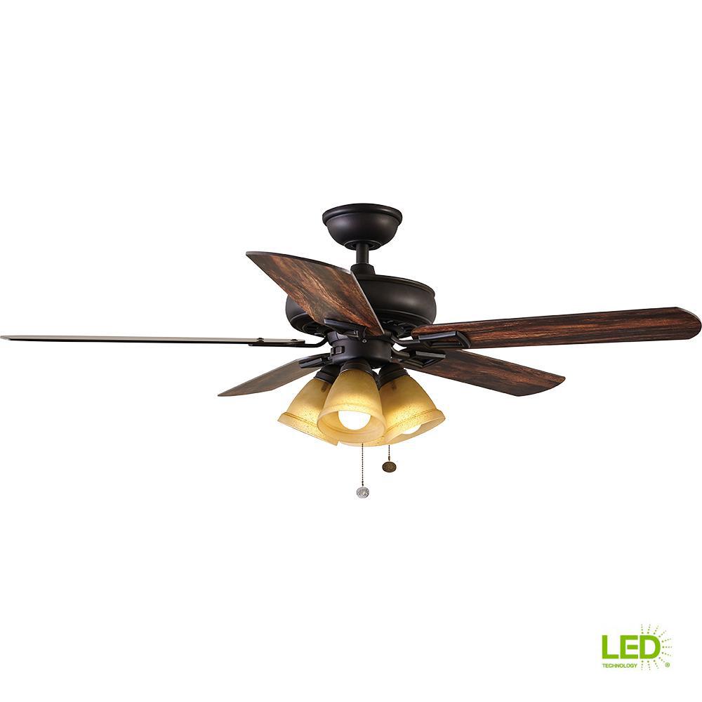 Hampton Bay Lyndhurst 52 In Led Oil Rubbed Bronze Ceiling Fan