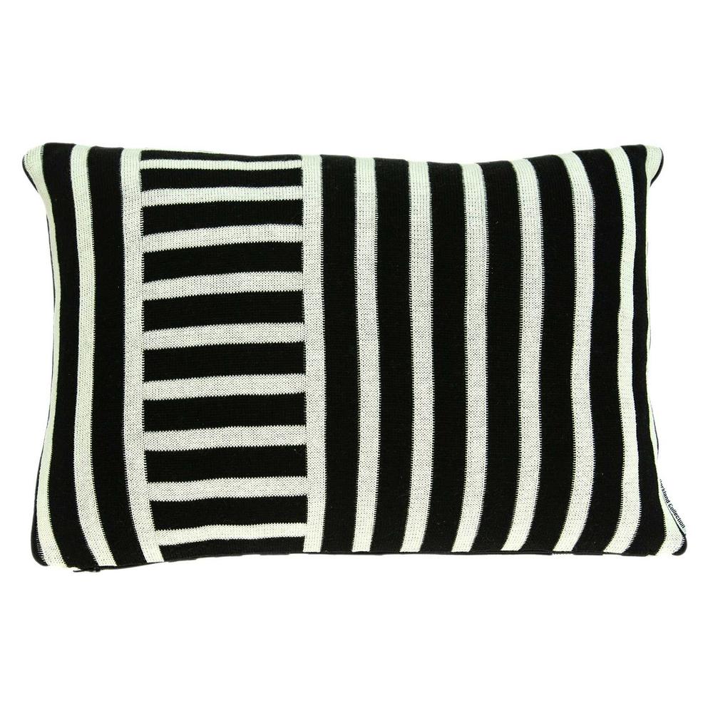 Homeroots Jordan 12 In Black Striped Throw Pillow Cover 334023