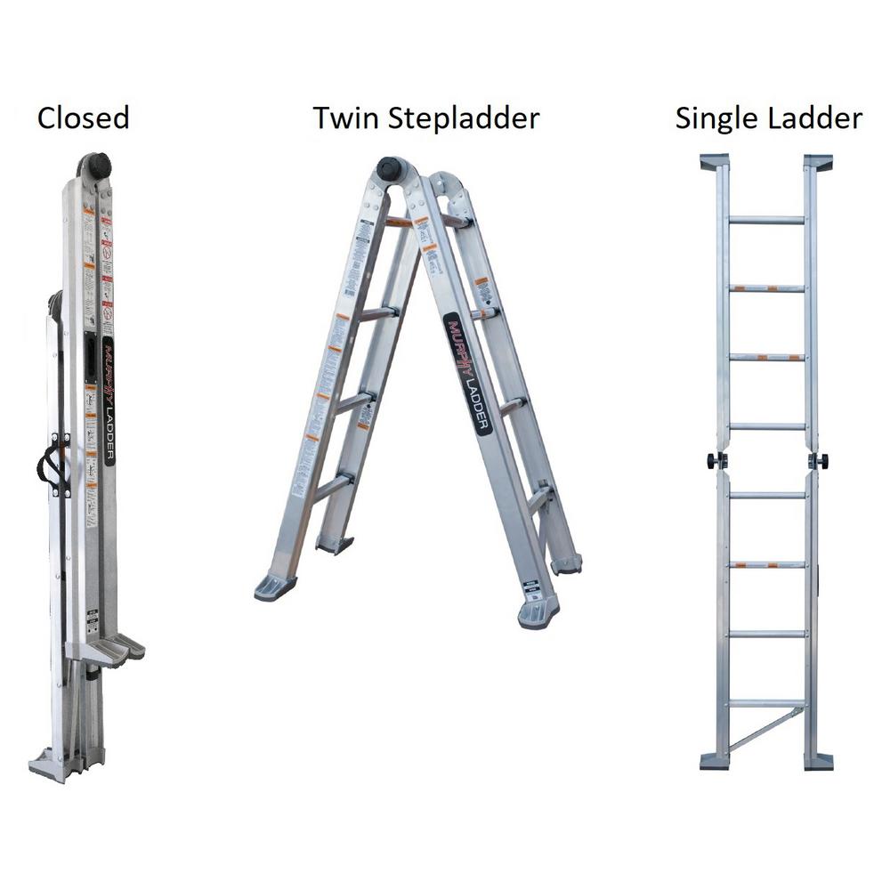 MURPHY LADDER 14 ft. Reach Aluminum Fully Compactable MultiPosition Ladder 375 lbs. Load